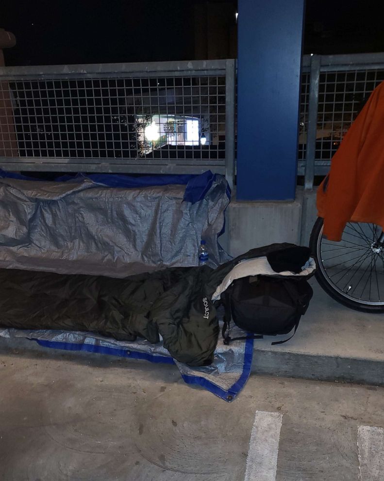PHOTO: This is Scott's sleeping situation during his night on the streets in California with Robert.