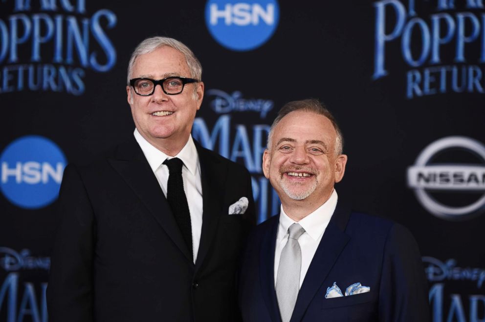 PHOTO: Scott Wittman and Marc Shaiman arrive at the premiere of Disney's "Mary Poppins Returns" at the El Capitan Theatre on Nov. 29, 2018 in Los Angeles.