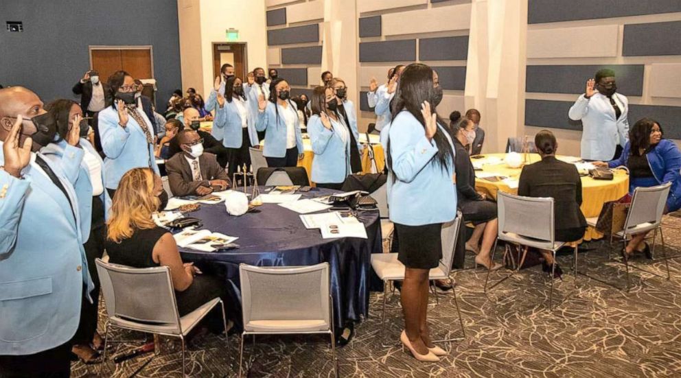 PHOTO: Viky McDonald gets sworn in to the Southern University Law Center Trial Advocacy Board on September, 2021.
