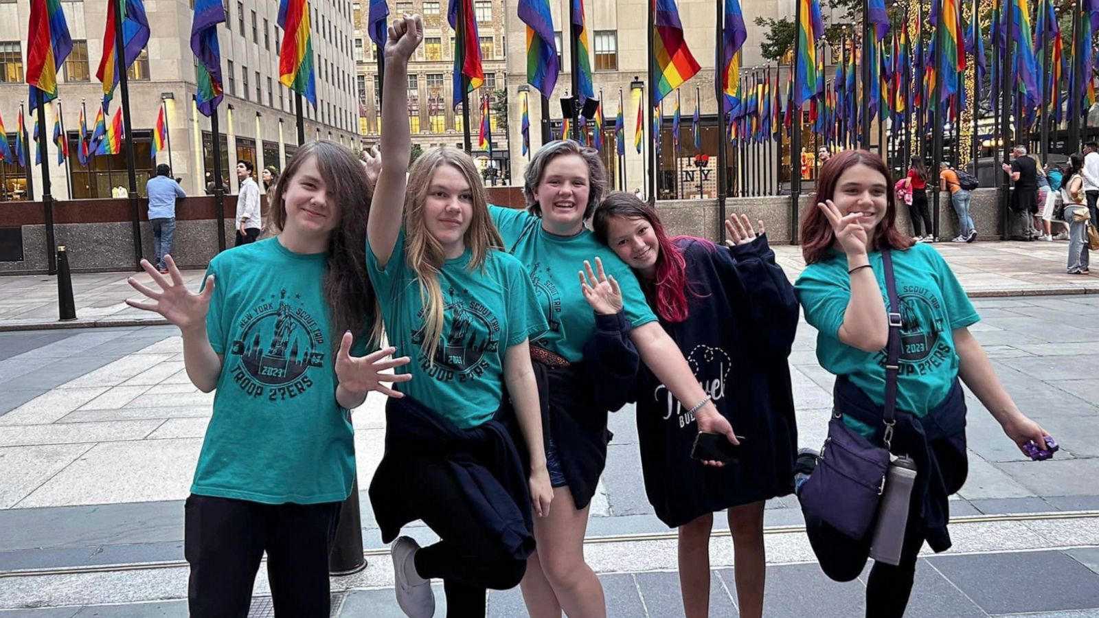 PHOTO: A new Girl Scout troop specifically for LGBTQ+ youth has kicked off in the Fort Worth, Texas area. Here, some of the new troop's members visited New York City during Pride Month this June.