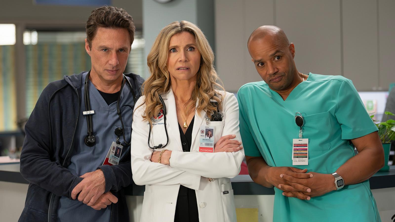 PHOTO: Zach Braff, Sarah Chalke and Donald Faison appear in this image from season 2 of "Scrubs" revival.