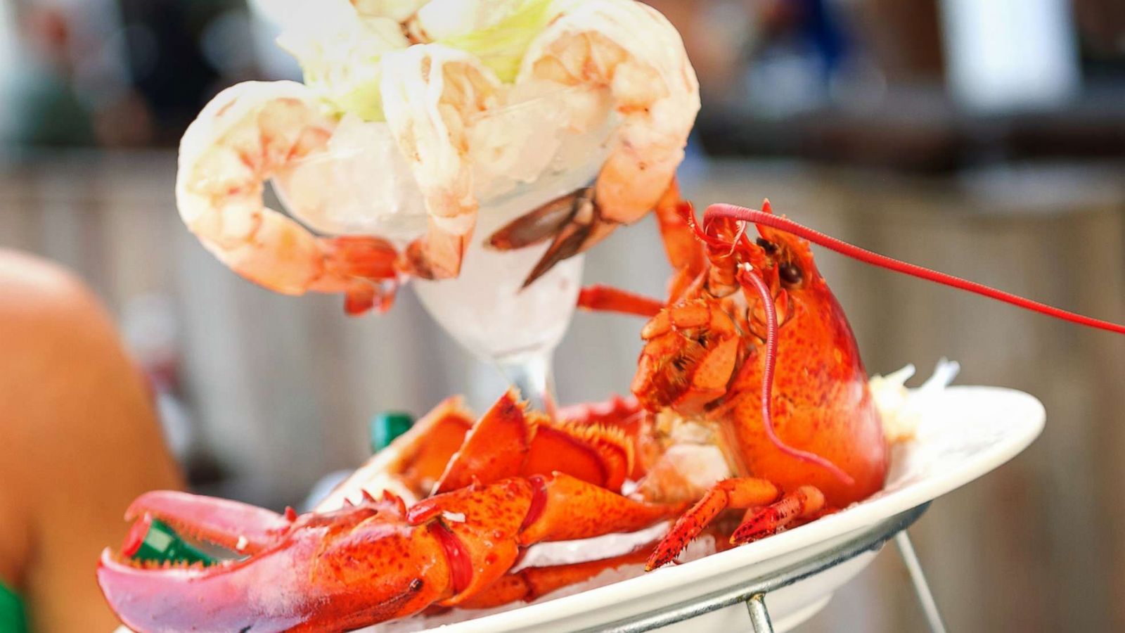 PHOTO: Tiered seafood dish including lobster, shrimp, clams and mussels.