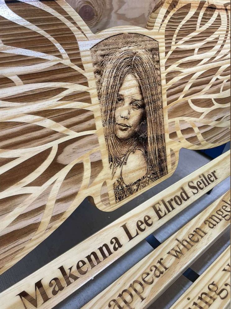 PHOTO: The memorial bench made by Sean Peacock for Robb Elementary School shooting victim Makenna Lee Elrod Seiler is pictured here.