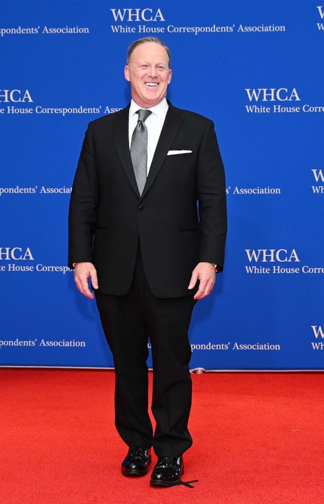 PHOTO: Former White House Press Secretary Sean Spicer arrives on the red carpet for the White House Correspondents Dinner in Washington, DC on April 27, 2019.