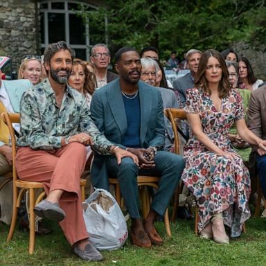 PHOTO: Marco Calvani as Claude, Colman Domingo as Danny, Tina Fey as Kate, and Will Forte as Jack in The Four Seasons.