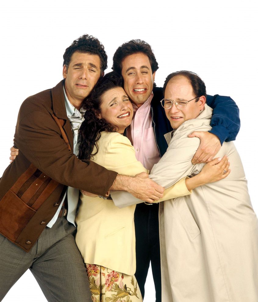 PHOTO: The cast of "Seinfield." From left, Michael Richards as Cosmo Kramer, Julia Louis-Dreyfus as Elaine Benes, Jerry Seinfeld as Jerry Seinfeld, Jason Alexander as George Costanza.