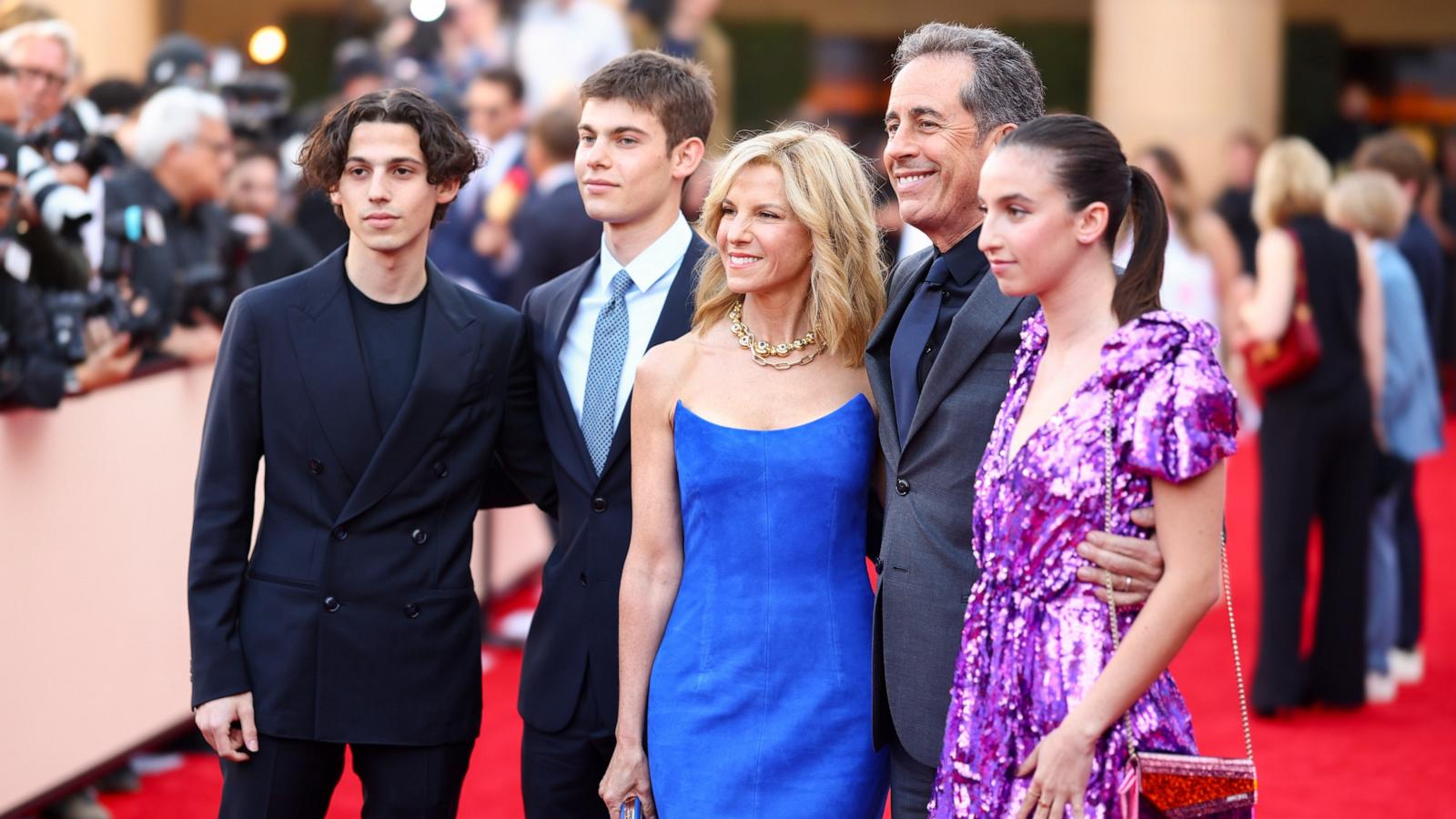 PHOTO: Julian Kal Seinfeld, Shepherd Kellen Seinfeld, Jessica Seinfeld, Jerry Seinfeld and Sascha Seinfeld attend Netflix's "Unfrosted" premiere at The Egyptian Theatre on April 30, 2024 in Los Angeles.