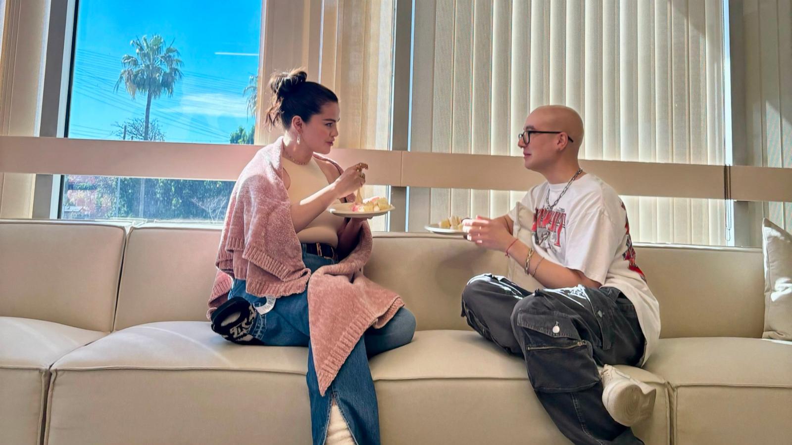 PHOTO: Timothy Bobrovitsky and Selena Gomez share a moment at the Rare Beauty office in Los Angeles.