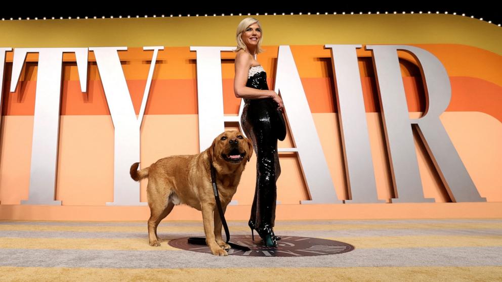 Selma Blair and her service dog Scout arrive at the Vanity Fair Oscars party after the 97th Academy Awards, in Beverly Hills, Calif, Mar. 2, 2025. 97th Academy Awards - Vanity Fair - Beverly Hills