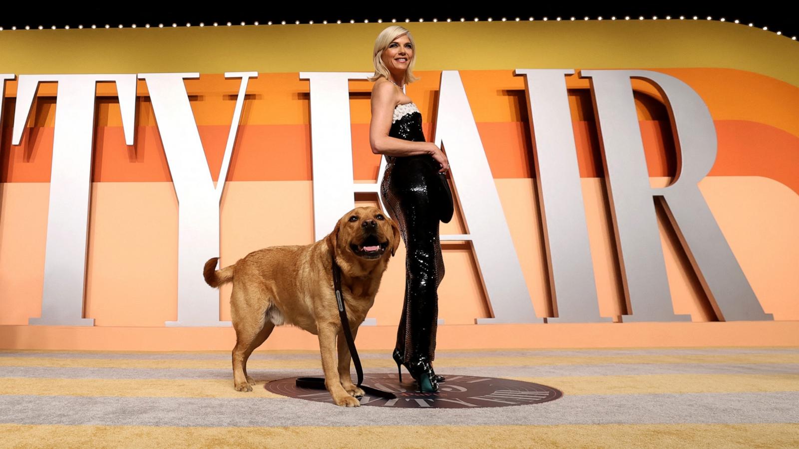 Selma Blair and her service dog Scout arrive at the Vanity Fair Oscars party after the 97th Academy Awards, in Beverly Hills, Calif, Mar. 2, 2025. 97th Academy Awards - Vanity Fair - Beverly Hills