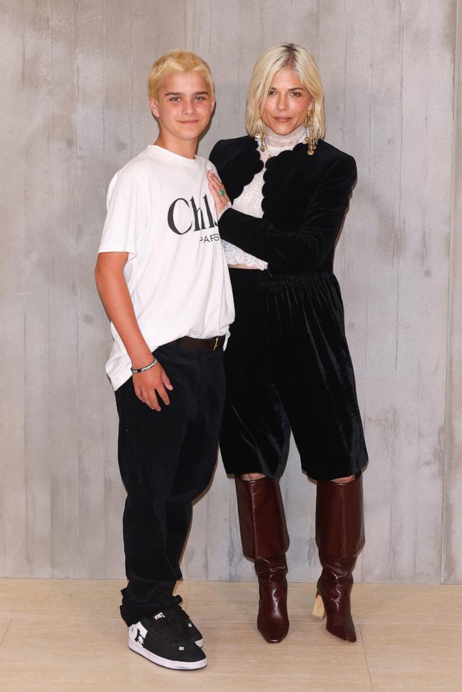 PHOTO: Arthur Saint Bleick and his mother Selma Blair attend the Chloe Womenswear Spring-Summer 2025 show Sept. 26, 2024 in Paris.