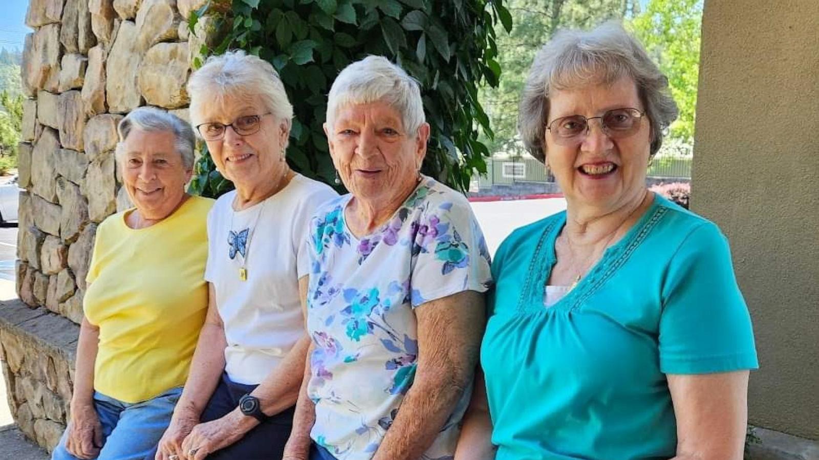 PHOTO: Mary Grace Tassone, Joan Harris, Elsie Webb and Sylvia Crane, pictured left to right, all attended the same high school.