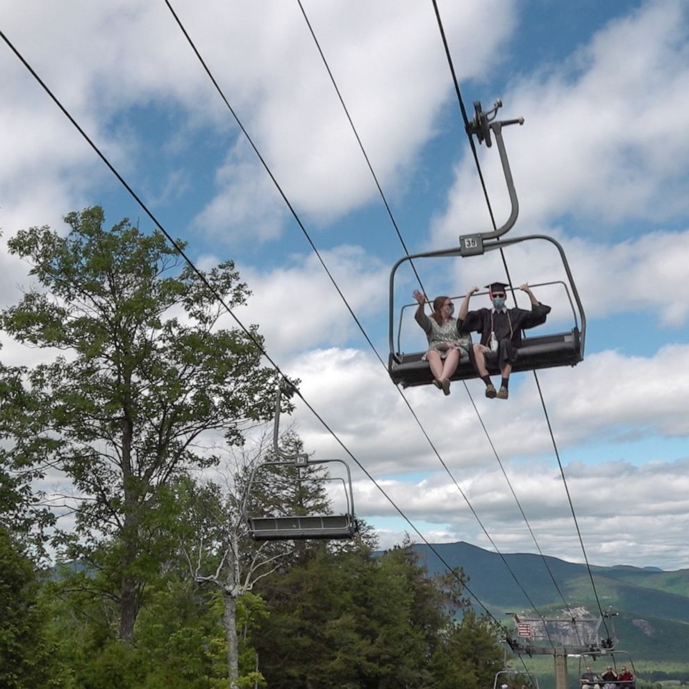 VIDEO: Senior class graduates 2,000 feet above on ski lift