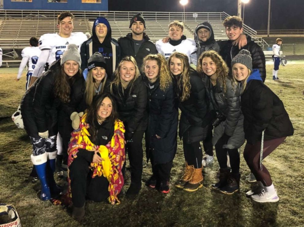 PHOTO: Sam Richey, 18, pictured alongside friends during their state-winning football season in the fall of 2019 in Indianapolis, In.