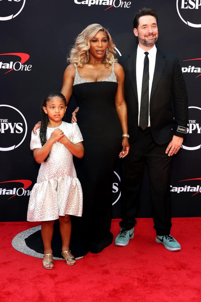 PHOTO: Alexis Olympia Ohanian Jr., Serena Williams and Alexis Ohanian attend the 2024 ESPY Awards at Dolby Theatre, July 11, 2024, in Hollywood.