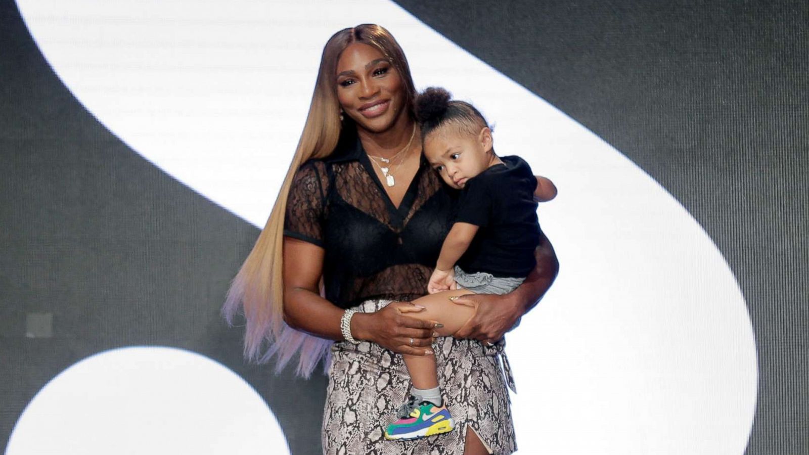 PHOTO: Serena Williams holds her daughter Alexis Olympia Ohanian Jr. after showing her clothing line during New York's Fashion Week, Sept. 10, 2019, in New York City.