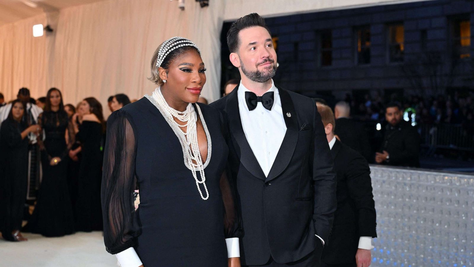 PHOTO: U.S. tennis player Serena Williams and Alexis Ohanian arrive for the 2023 Met Gala at the Metropolitan Museum of Art on May 1, 2023, in New York.