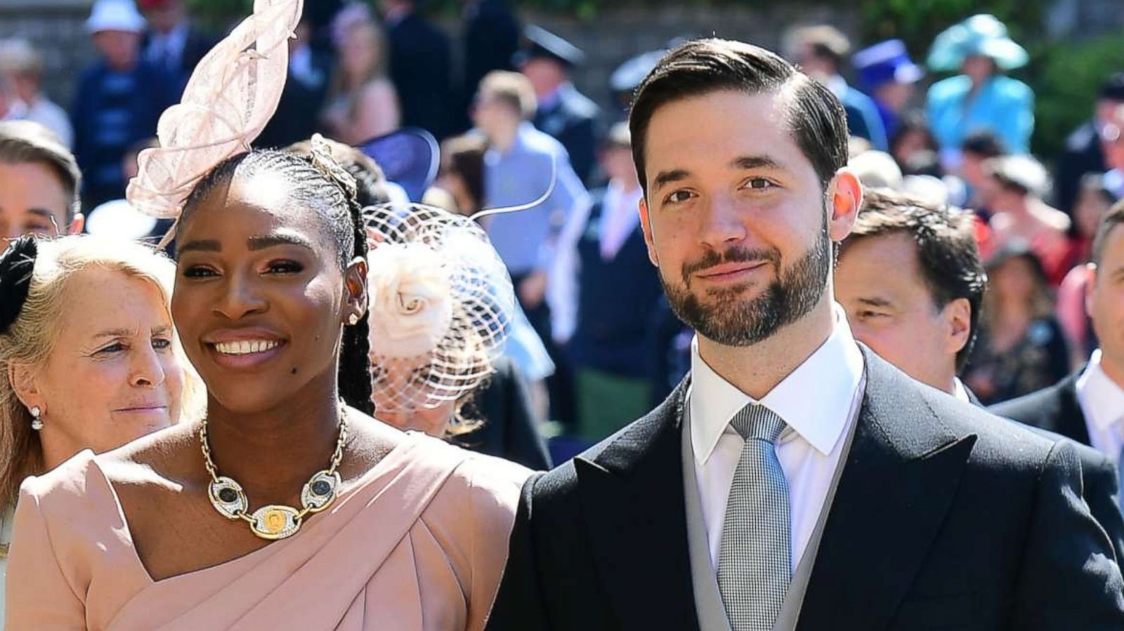 PHOTO: Serena Williams and her husband Alexis Ohanian arrive for the wedding ceremony of Britain's Prince Harry and US actress Meghan Markle, May 19, 2018, in Windsor, England.