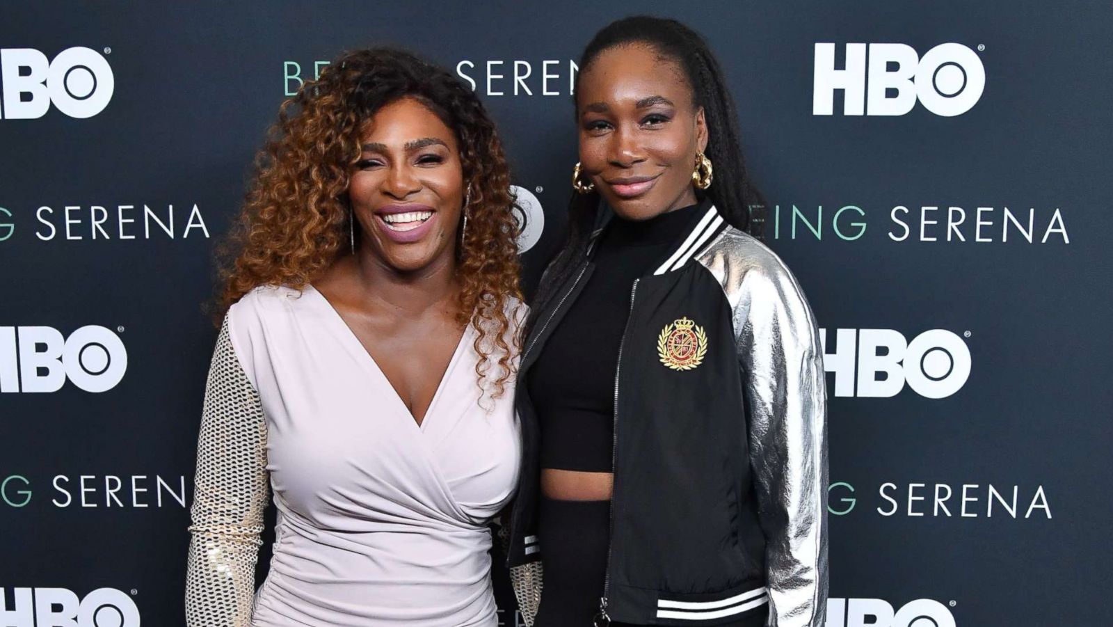 PHOTO: Serena Williams and sister Venus Williams attend the premiere of 'Being Serena' at Time Warner Center, April 25, 2018 in New York City.