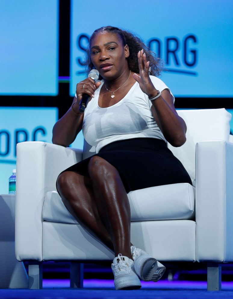 PHOTO: Serena Williams speaks at the Shop.org conference, Sept. 14, 2018, in Las Vegas.