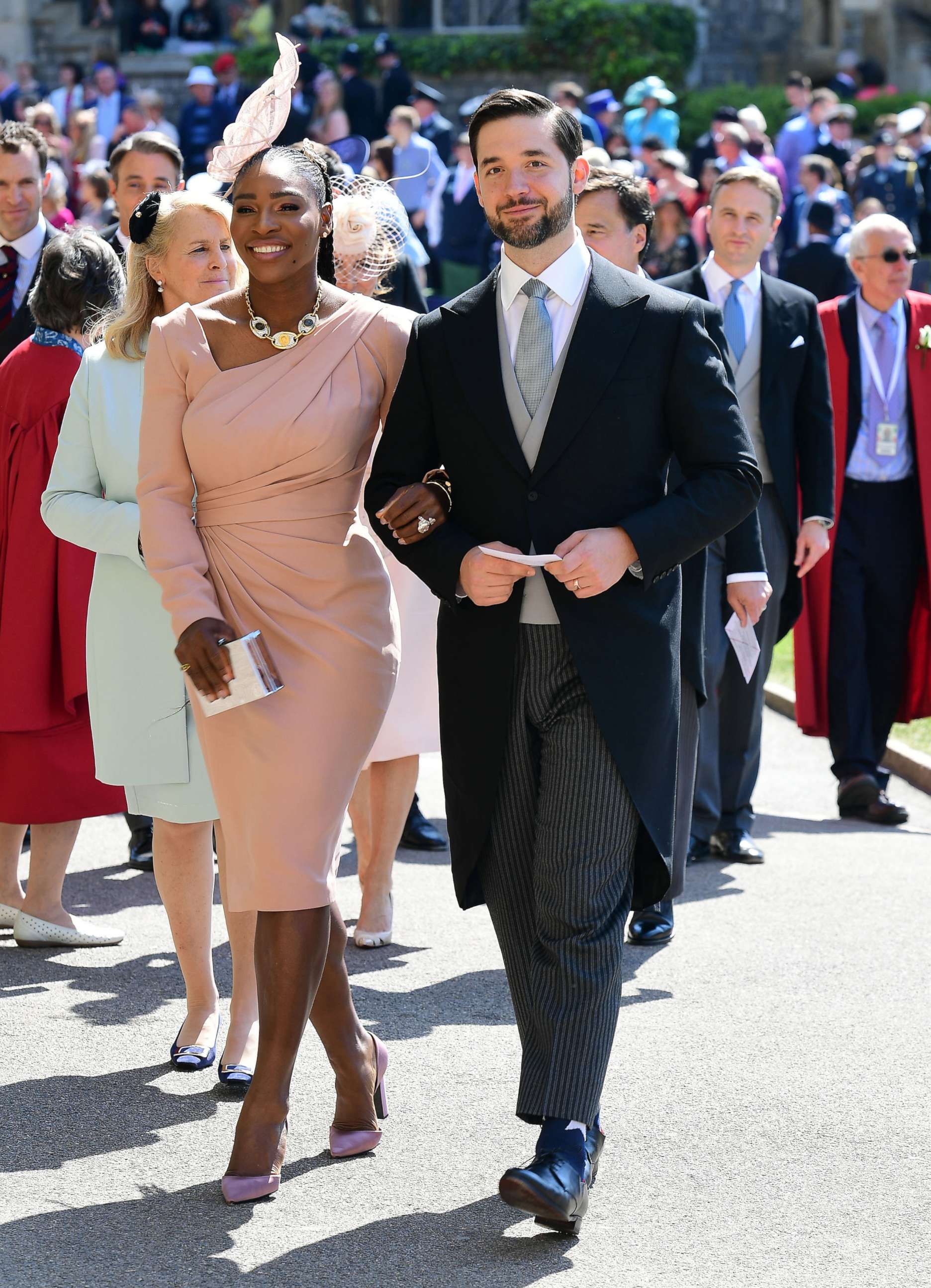 PHOTO: Serena Williams and her husband Alexis Ohanian arrive for the wedding ceremony of Britain's Prince Harry and Meghan Markle at St George's Chapel, Windsor Castle on May 19, 2018 in Windsor, England.