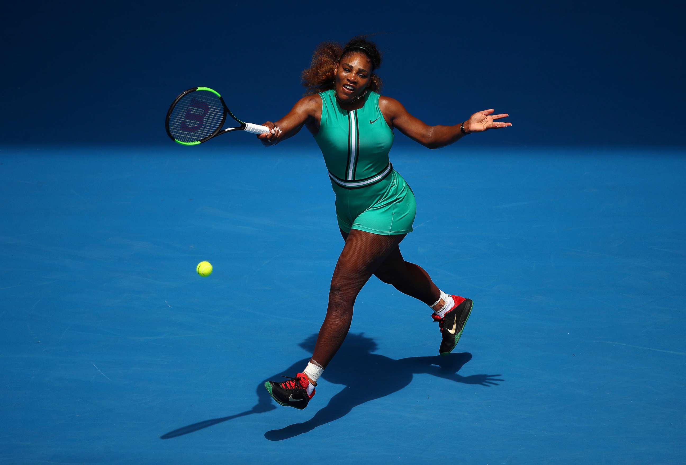 PHOTO: Serena Williams of the U.S. plays during the 2019 Australian Open at Melbourne Park, Jan. 15, 2019 in Melbourne, Australia.