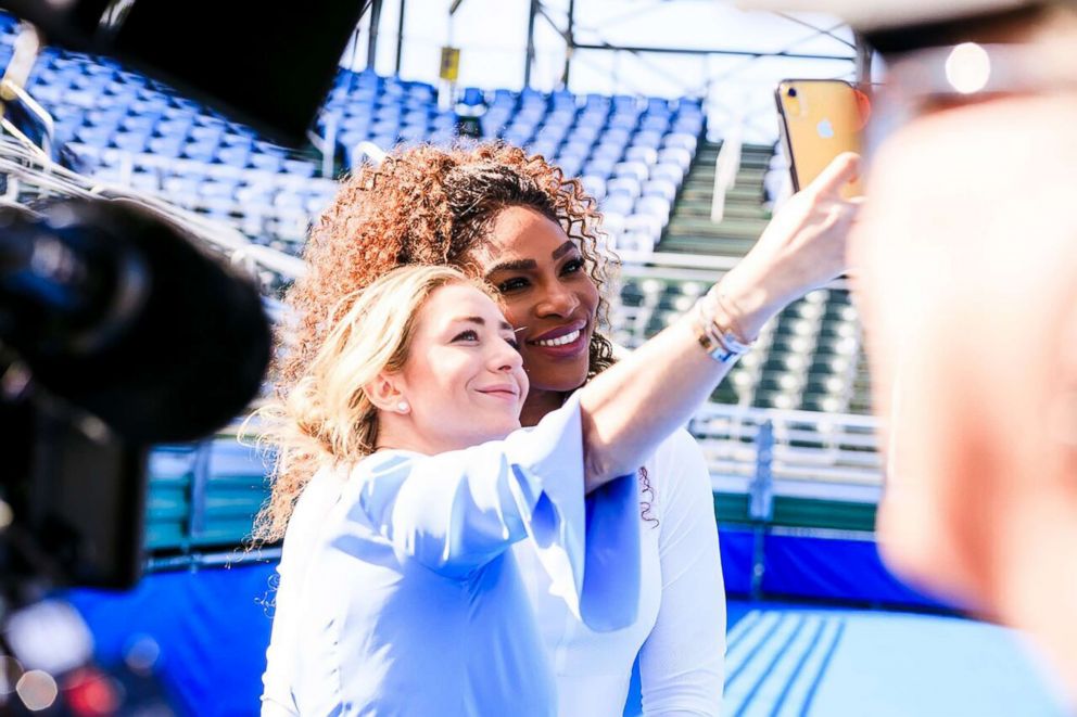 PHOTO: Serena Williams and Whitney Wolfe Herd, founder and CEO of Bumble, on the set of Bumble's Super Bowl ad.