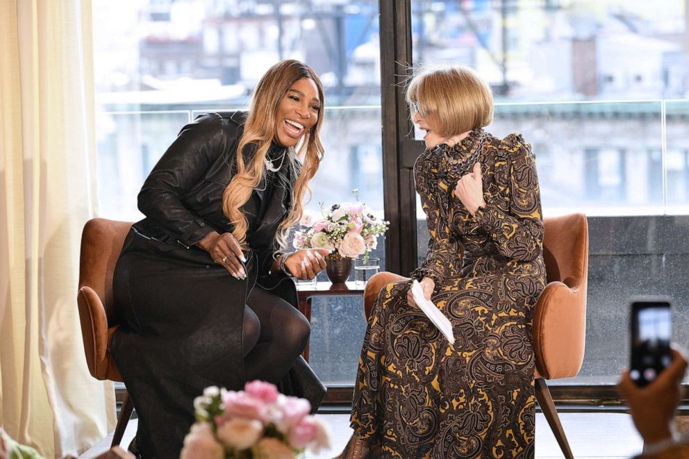 PHOTO: Designer Serena Williams speaks with Anna Wintour during the S By Serena Presentation during New York Fashion Week: The Shows at Spring Place, Feb. 12, 2020 in New York.