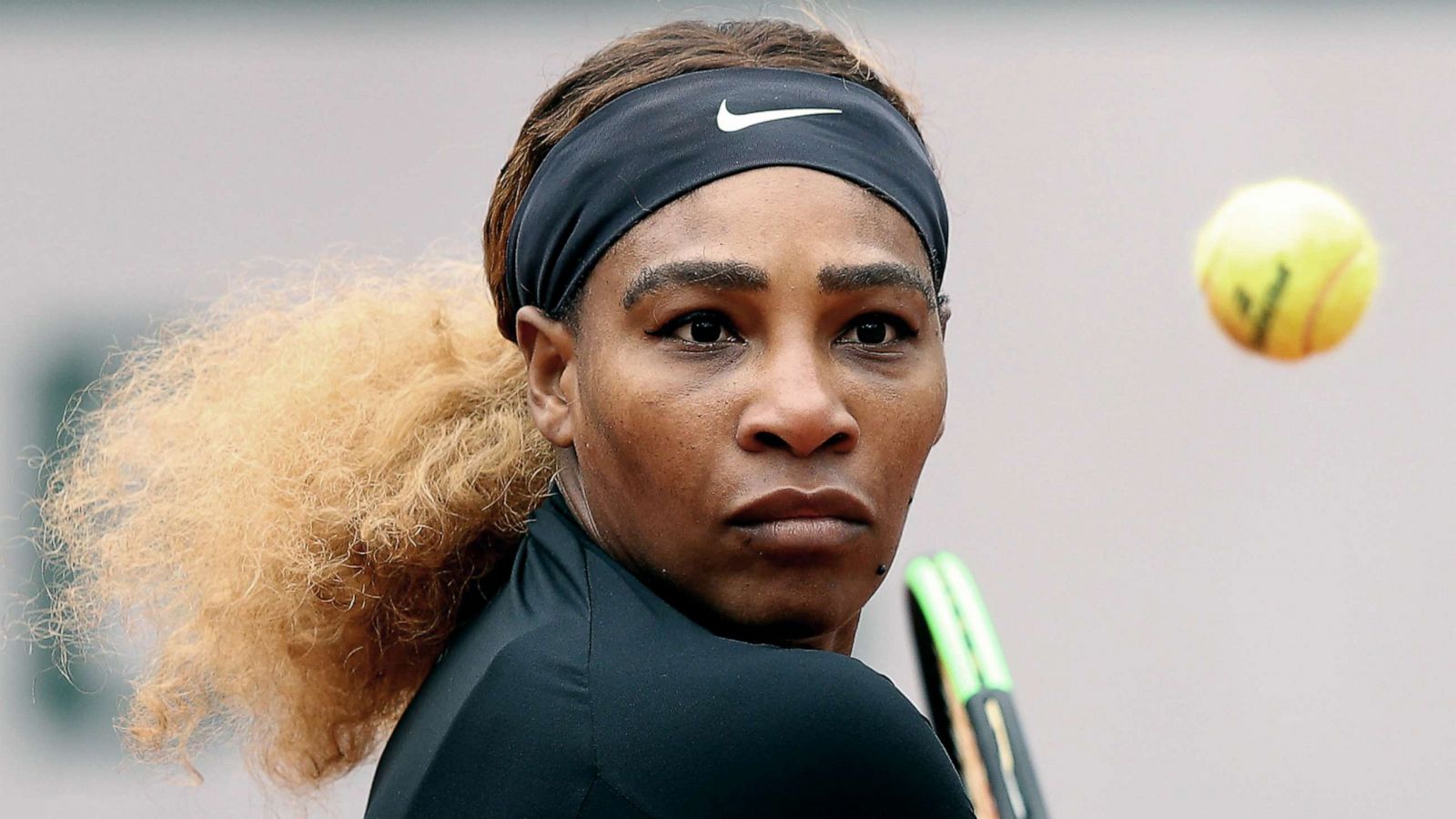 PHOTO: Serena Williams plays a backhand during her ladies singles first round match against Kurumi Nara of Japan during the 2019 French Open at Roland Garros, May 30, 2019, in Paris.