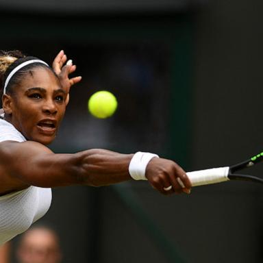 PHOTO: Serena Williams returns against US player Alison Riske during their women's singles quarter-final match on day eight of the 2019 Wimbledon Championships at The All England Lawn Tennis Club in Wimbledon, southwest London, on July 9, 2019.