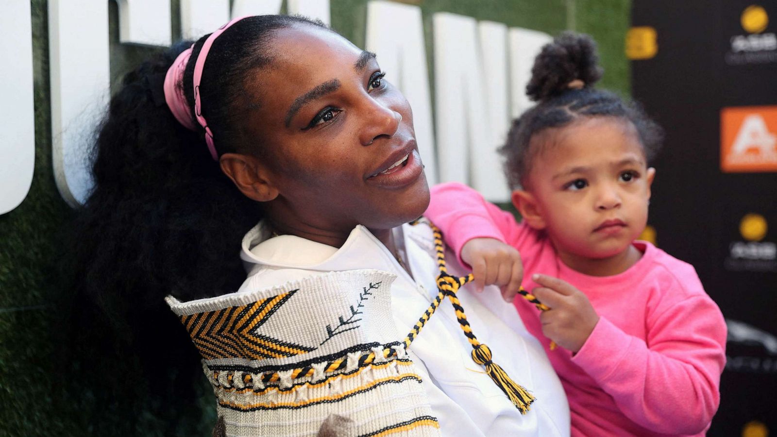 PHOTO: FILE - Serena Williams of the US with her daughter Alexis Olympia give an interview after her win against Jessica Pegula of the US during their women's singles final match during the Auckland Classic tennis tournament in Auckland, Jan. 12, 2020.