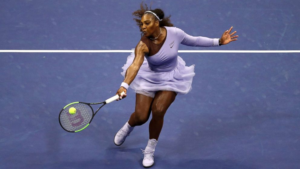 PHOTO: Serena Williams of the United States returns the ball during her women's singles semi-final match at the 2018 US Open, Sept. 6, 2018, in New York.
