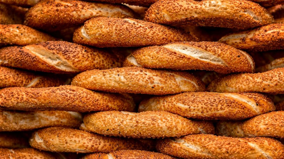 PHOTO: Simit is the most popular street food in Istanbul, Turkey. It is a circular bread decorated with sesame seeds.