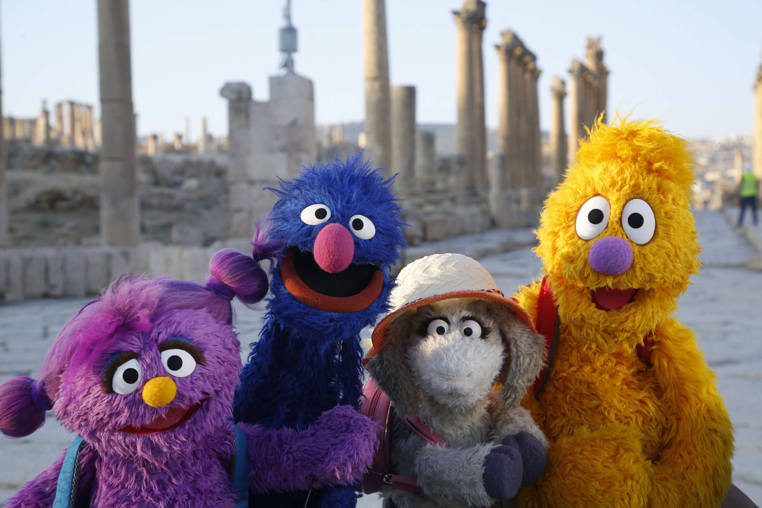 PHOTO: Basma, Grover, Ma'zooza and Jad on an adventure. 