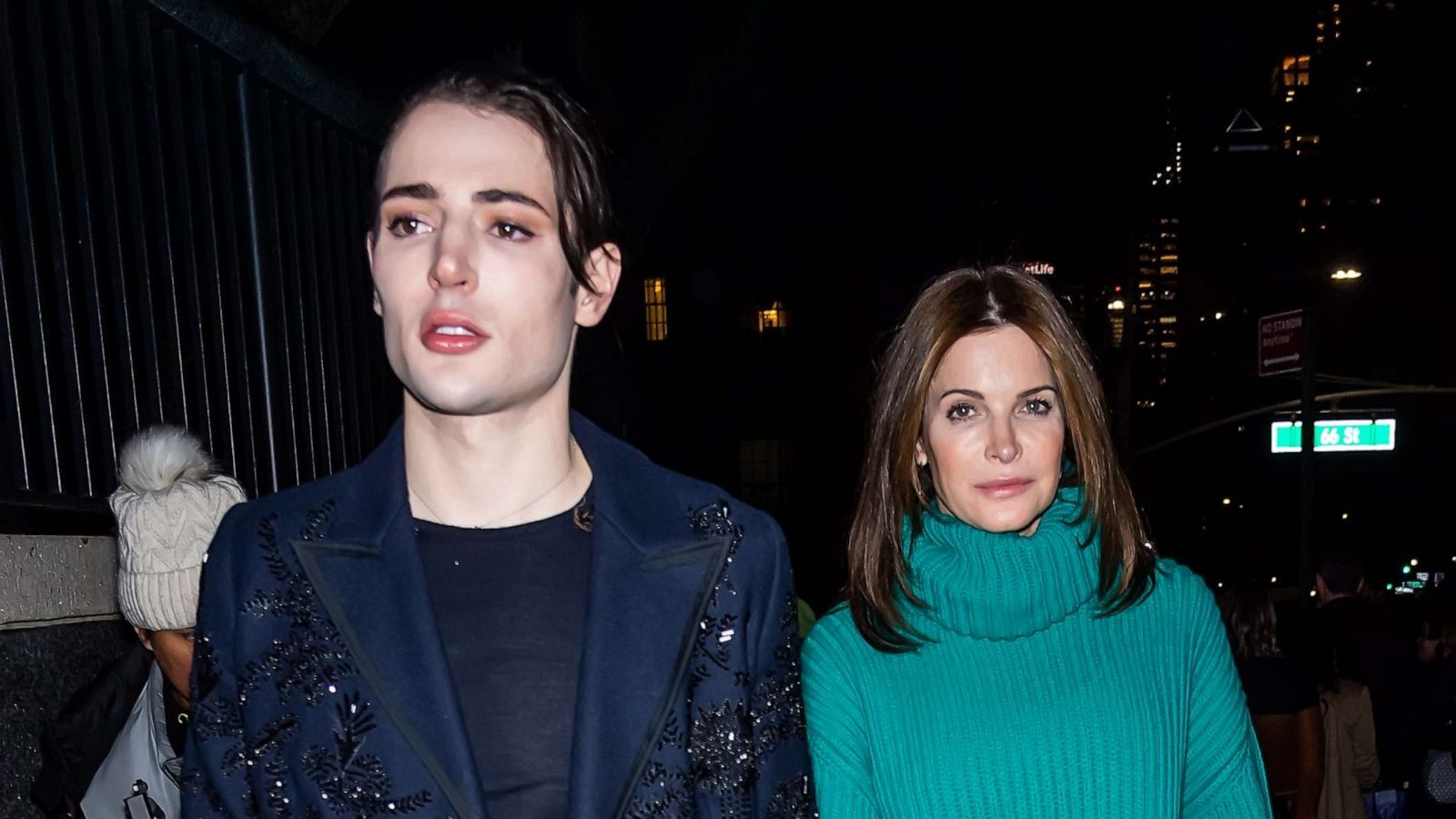 PHOTO: Harry Brant and his mother model Stephanie Seymour are seen leaving the Marc Jacobs Fall 2020 runway show during New York Fashion Week, Feb. 12, 2020, in New York.