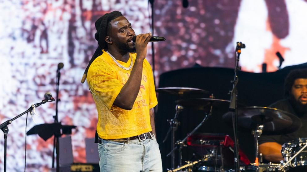 PHOTO: Shaboozey perfroms at Little Caesars Arena on Nov. 6, 2024 in Detroit.