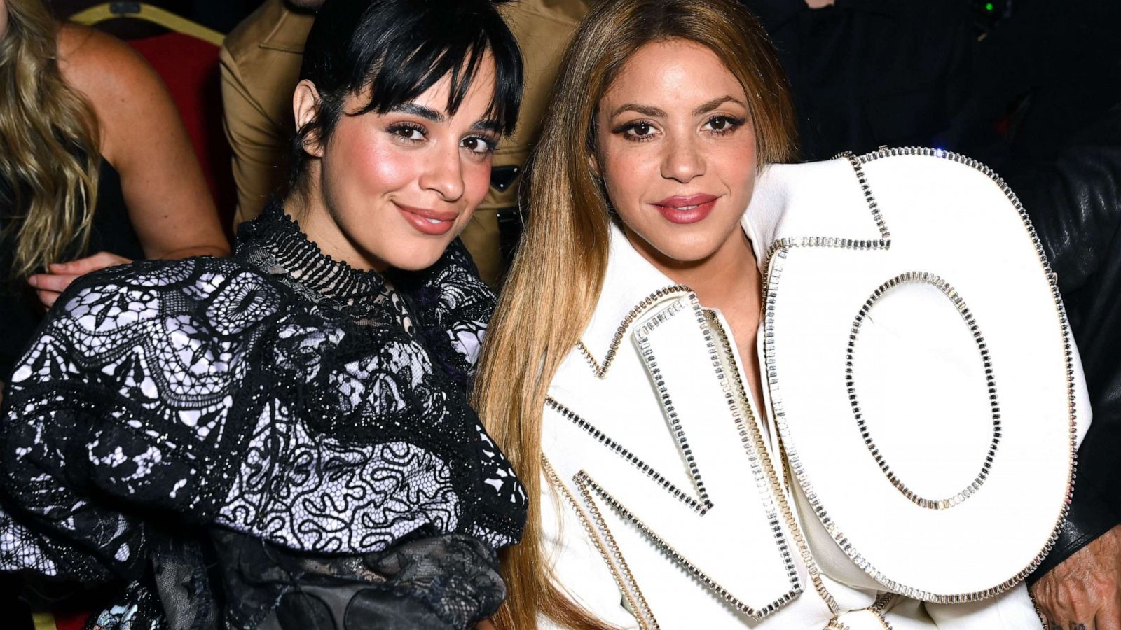 PHOTO: Camila Cabello and Shakira attend the Viktor and Rolf show at the Fall Winter 2024, Haute Couture Fashion Week in Paris, July 5, 2023.