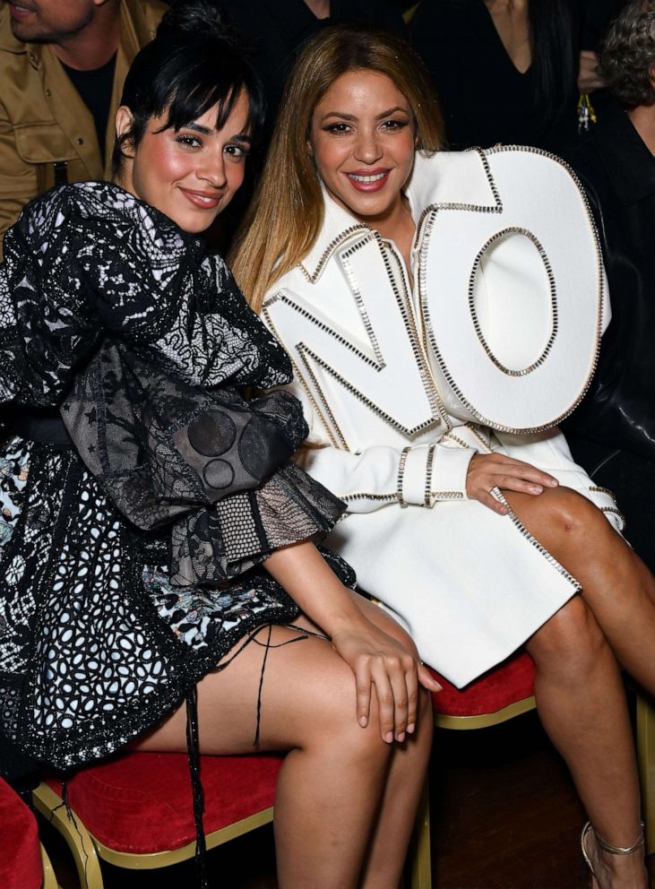 Shakira wears 'No' statement dress alongside Camila Cabello at Paris