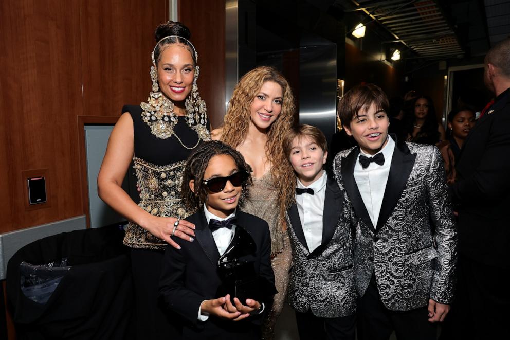 PHOTO: Alicia Keys, Genesis Ali Dean, Shakira, Sasha Pique and Milan Pique attend the 67th Annual GRAMMY Awards on Feb. 02, 2025.