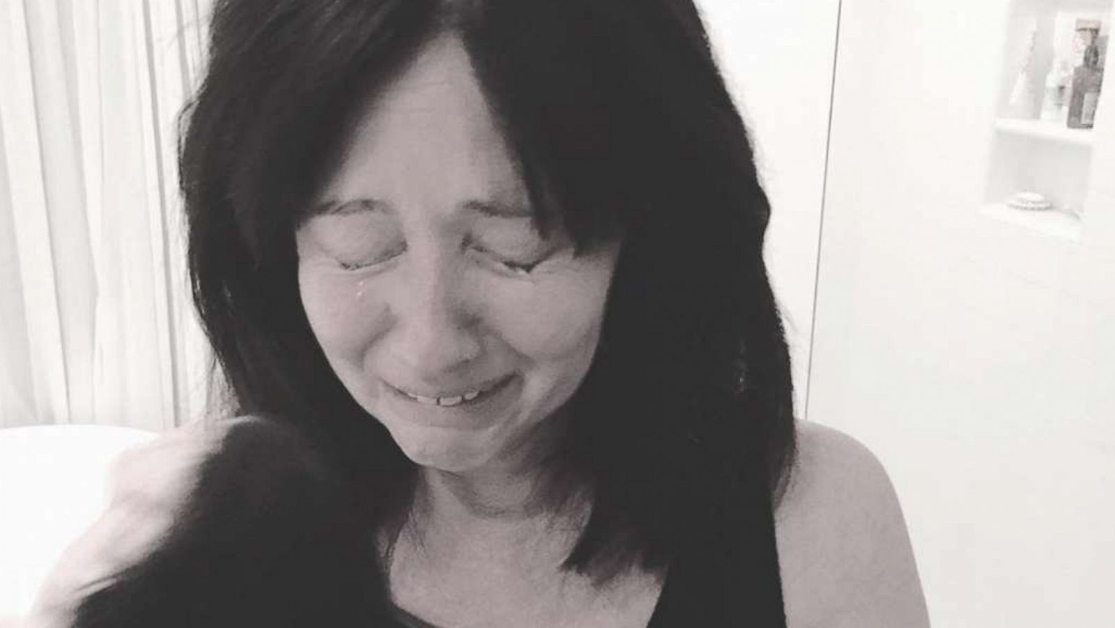 PHOTO: Actress Shannen Doherty cries in a photo shared to her Instagram account on Oct. 9, 2021, with a story about her decision to shave her head during chemotherapy.