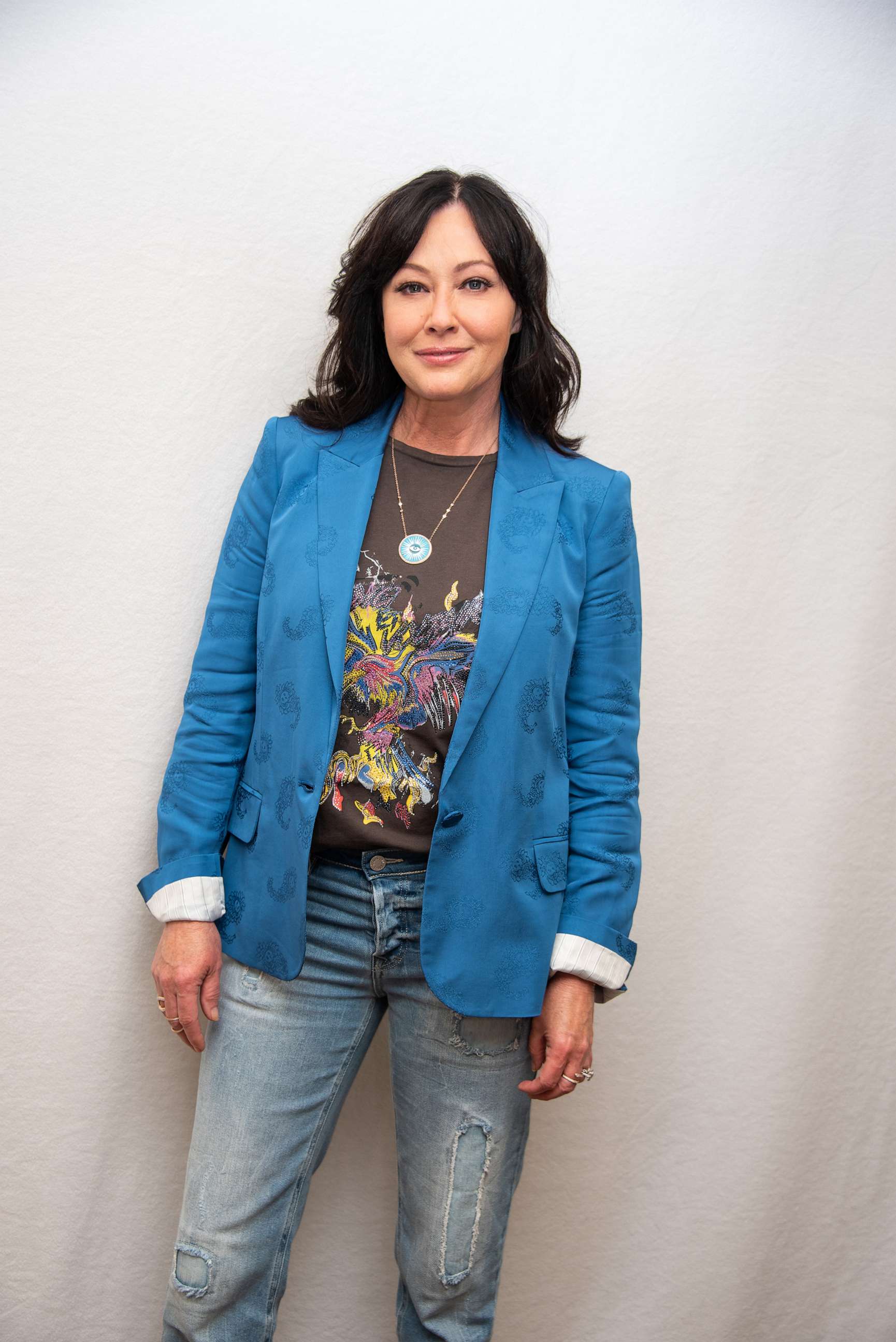 PHOTO: Shannen Doherty at the "BH90210" Press Conference at the Four Seasons Hotel, Aug. 8, 2019, in Beverly Hills, Calif.