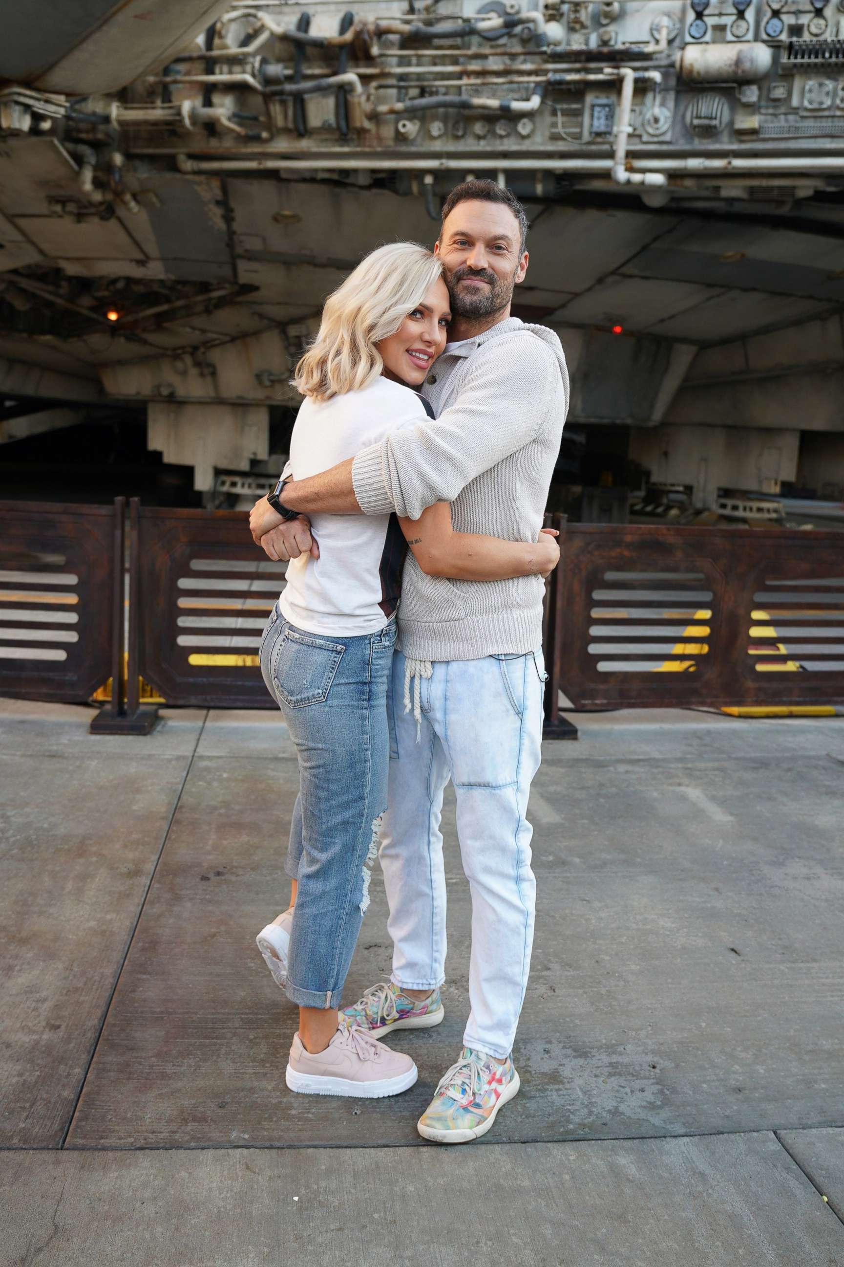 PHOTO: Sharna Burgess and Brian Austin Green pose together in Los Angeles, Sept. 30, 2021.