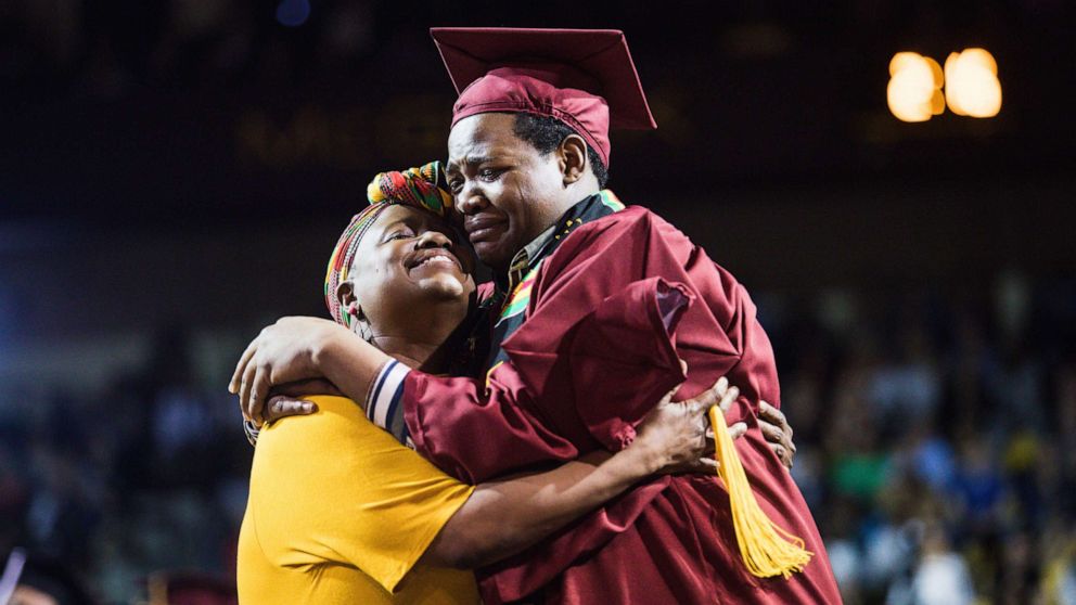 PHOTO: Sharonda Wilson was surprised with her diploma at the college graduation of her son, Stephan Wilson.
