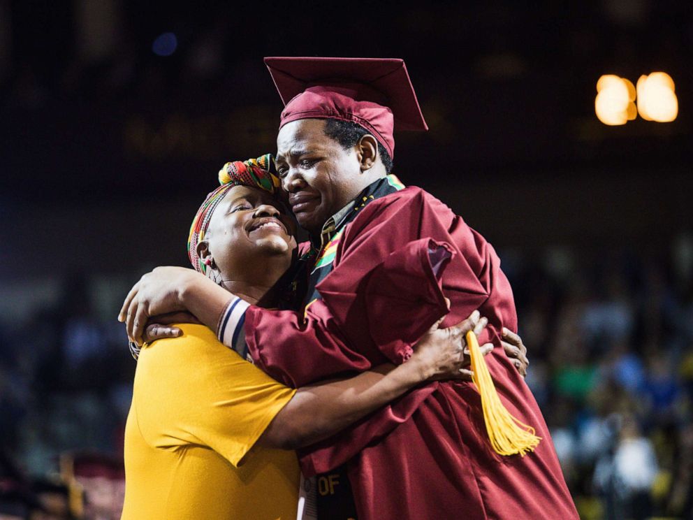 PHOTO: Sharonda Wilson was surprised with her diploma at the college graduation of her son, Stephan Wilson.