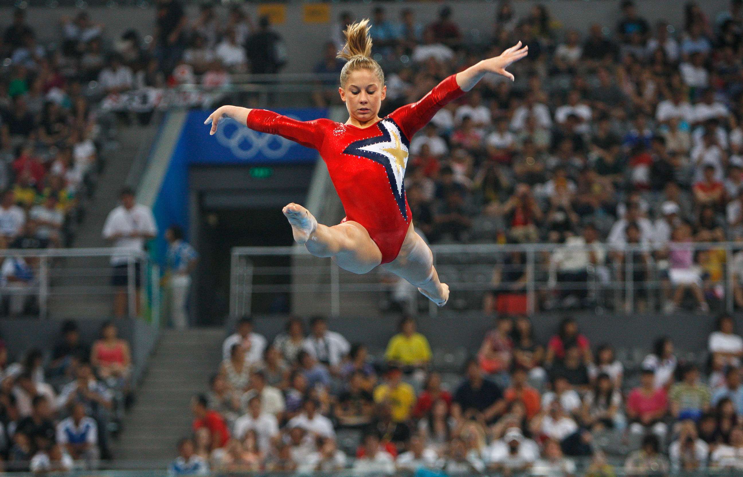 PHOTO: Shawn Johnson of the United States performs on the balance beam during qualification for the women's artistic gymnastics event held at the National Indoor Stadium during Day 2 of the 2008 Summer Olympic Games, Aug. 10, 2008 in Beijing.