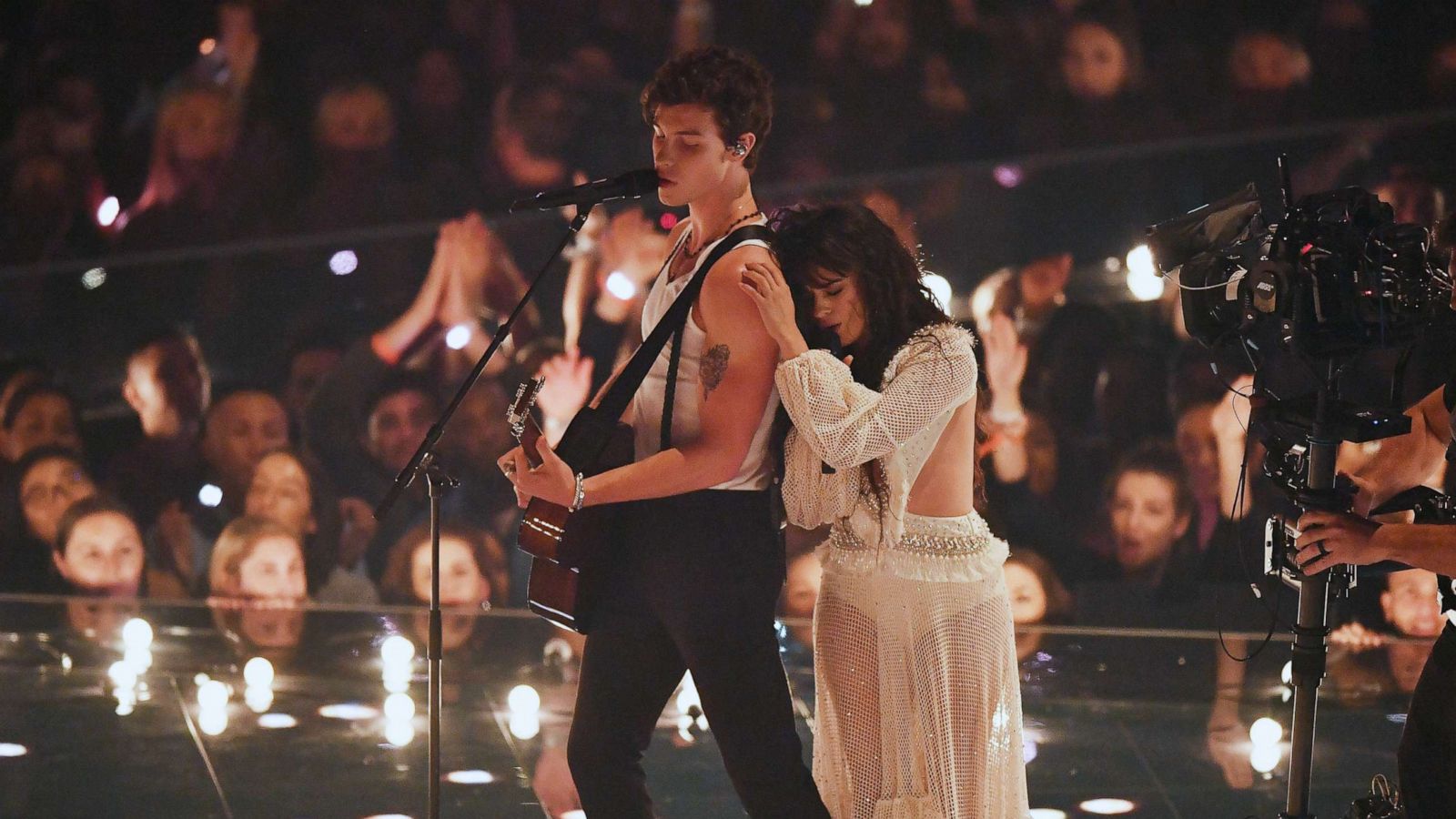 PHOTO: Shawn Mendes and Camila Cabello perform on stage during 2019 MTV Video Music Awards at the Prudential Center in Newark, N.J., Aug. 26, 2019.