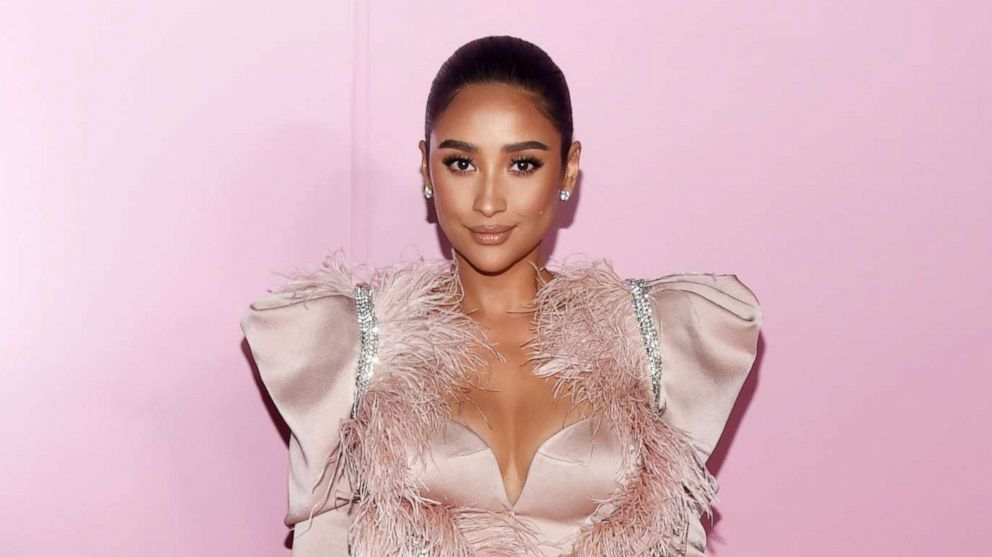 Shay Mitchell arrives at the launch of Patrick Ta's Beauty Collection at Goya Studios, April 4, 2019, in Los Angeles.