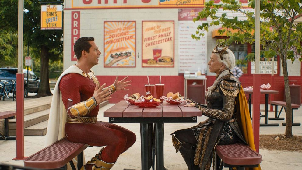 PHOTO: Zachary Levi as Shazam and Helen Mirren as Hespera "Shazam! Fury of The Gods,".