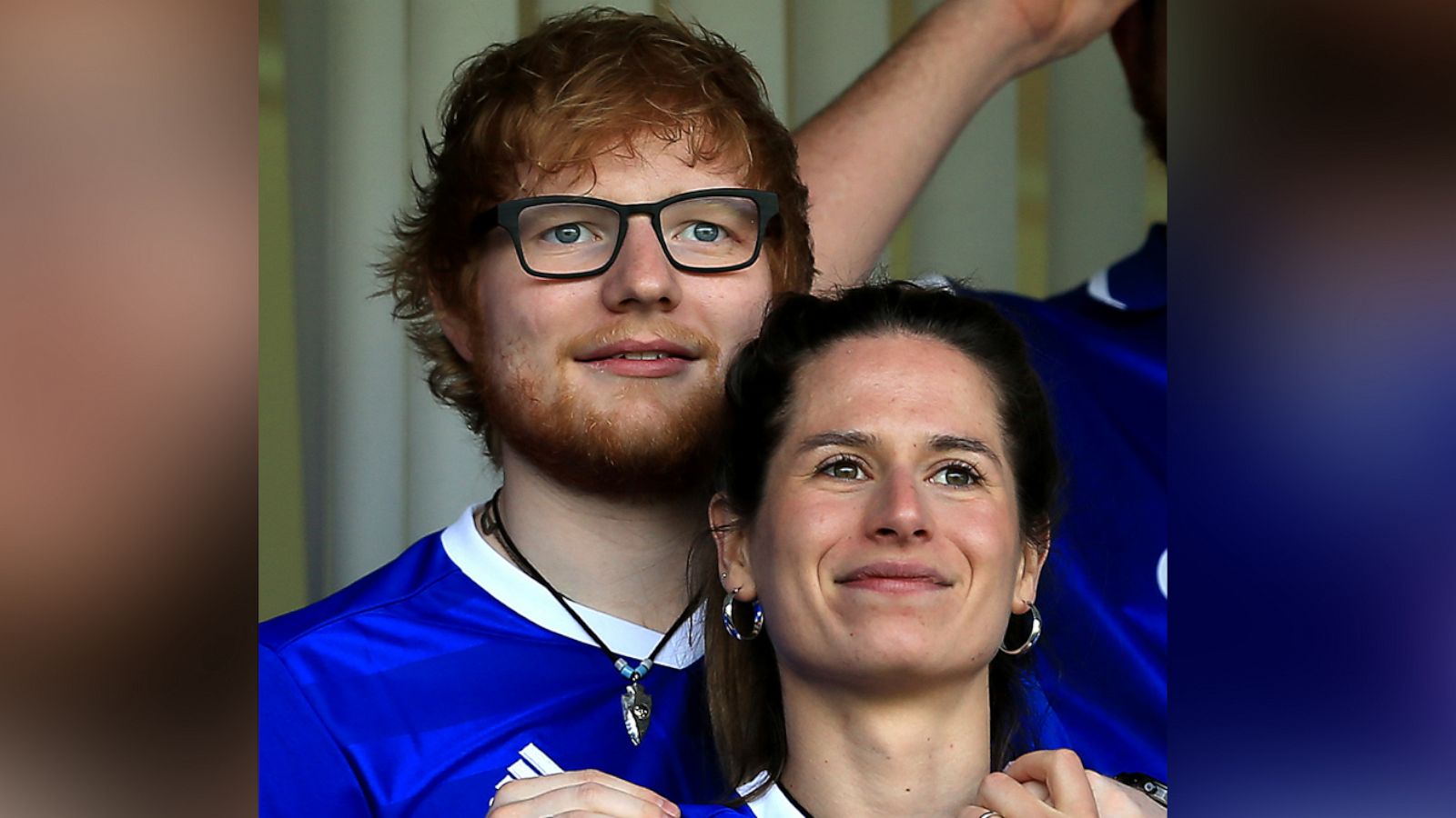 PHOTO: Musician Ed Sheeran and fiance Cherry Seaborn look on during the Sky Bet Championship match between Ipswich Town and Aston Villa at Portman Road on April 21, 2018, in Ipswich, England.