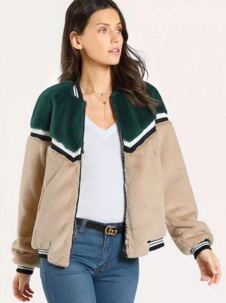 PHOTO: Color Block Fuzzy Bomber Jacket